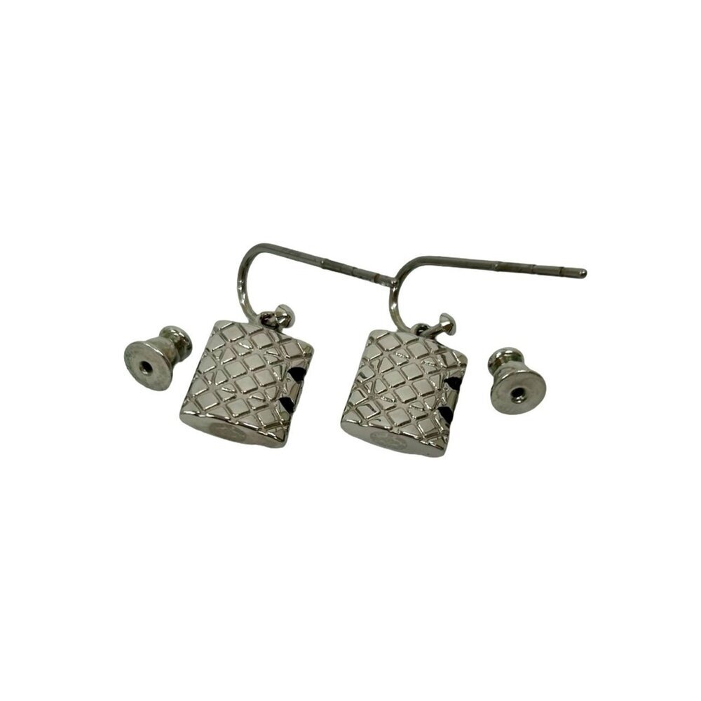 CHANEL Silver Logo Earrings - Picture 6 of 6
